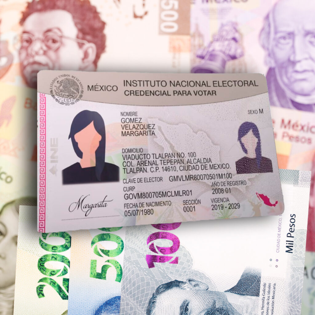 Identificación Oficial y dinero en efectivo